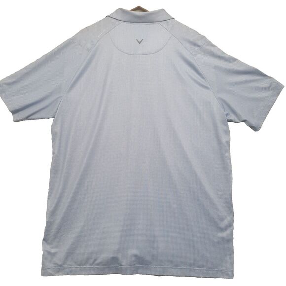 Callaway Opti-Dri Men’s XL Swing Tech Blue Check Performance Golf Polo Shirt - Picture 7 of 9